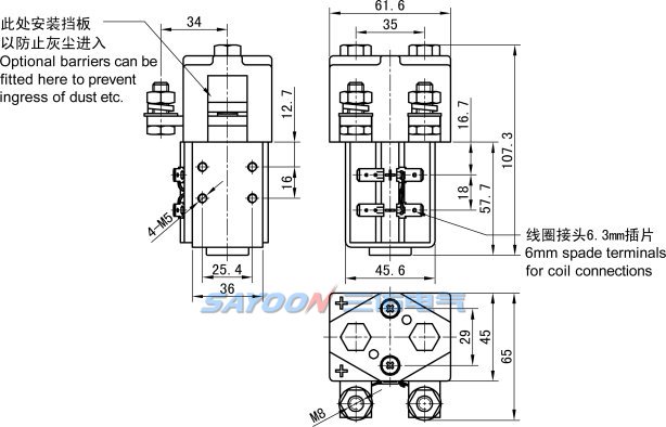 Контактор постоянного тока Sayoon CZWB200A