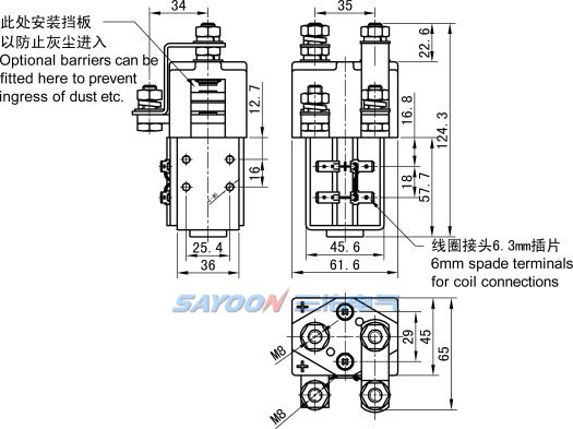Контактор постоянного тока Sayoon ZJWH200A-T