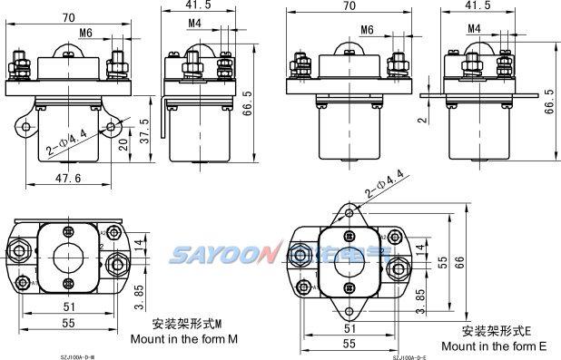 Контактор постоянного тока Sayoon MZJ-100D