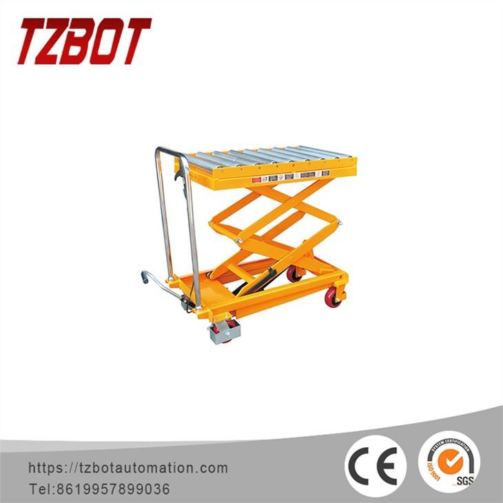 Передвижной гидравлический подъёмный стол с роликами TZBOT (однорамный)