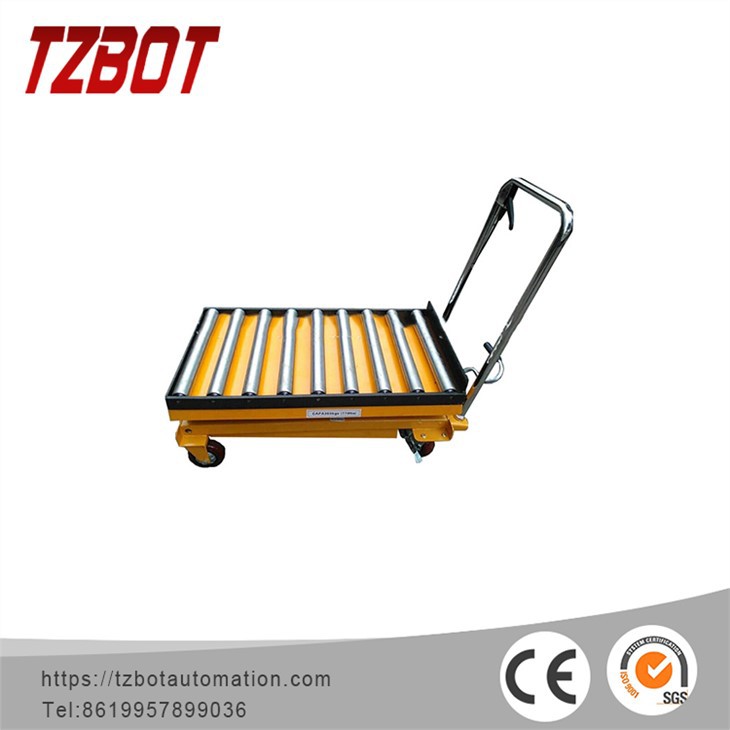 Передвижной гидравлический подъёмный стол с роликами TZBOT (однорамный)