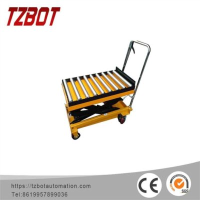 Передвижной подъёмный стол с роликами TZBOT (ручной штабелёр)