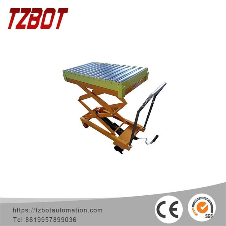 Передвижной подъёмный стол с роликами TZBOT (ручной штабелёр)